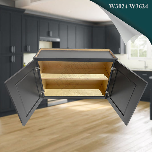 Graphite Shaker Wall Cabinets - 24D - 2 Doors