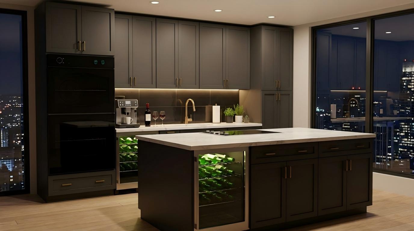 Graphite Shaker kitchen with Island Set 03