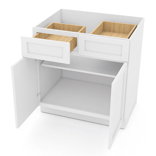 White Shaker Base Cabinets - 2 Doors / 2 Drawers / 1 Shelf B33