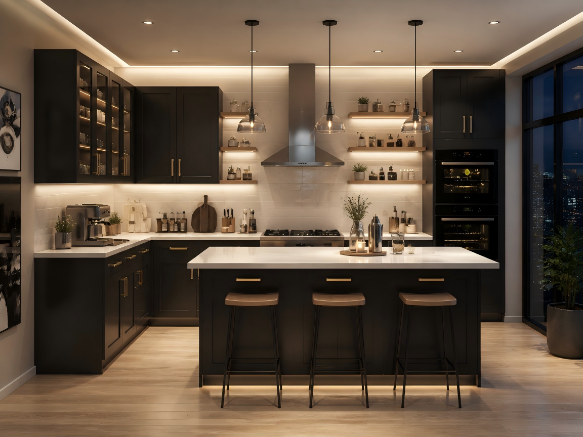 Graphite Shaker kitchen with Island Set 01