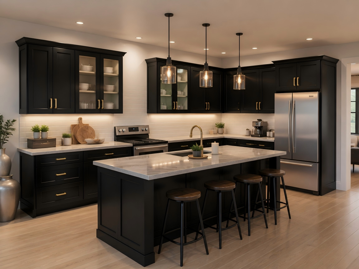 Graphite Shaker kitchen with Island Set 02