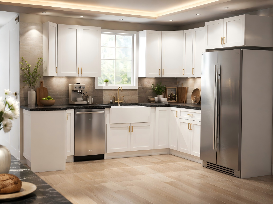 White Shaker L-shape Set 02