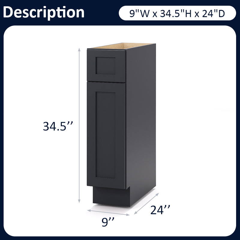 Graphite Shaker Base Cabinets - 1 Door / 1 Drawer / 1 Shelf B09