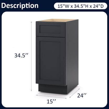 Graphite Shaker Base Cabinets - 1 Door / 1 Drawer / 1 Shelf B15
