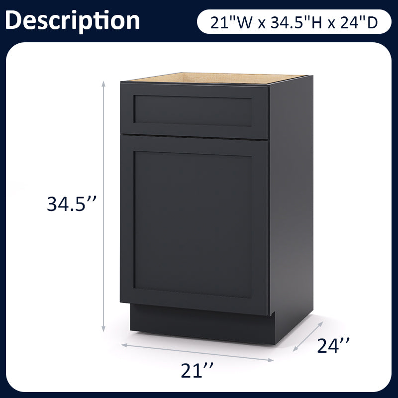 Graphite Shaker Base Cabinets - 1 Door / 1 Drawer / 1 Shelf B21