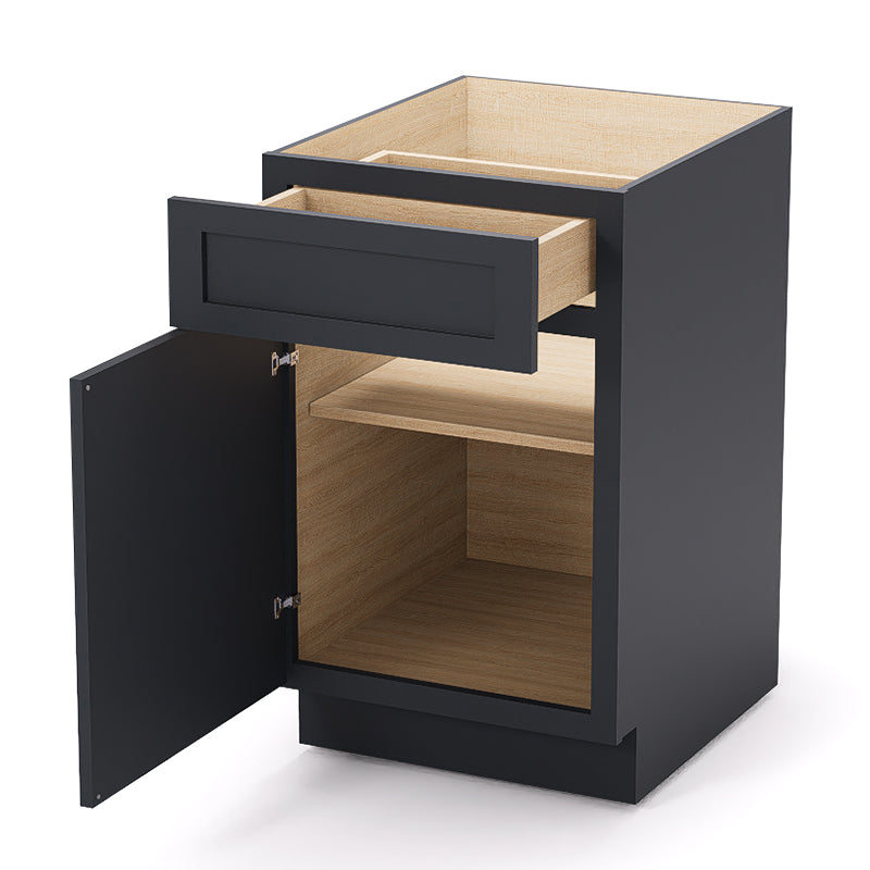 Graphite Shaker Base Cabinets - 1 Door / 1 Drawer / 1 Shelf B21