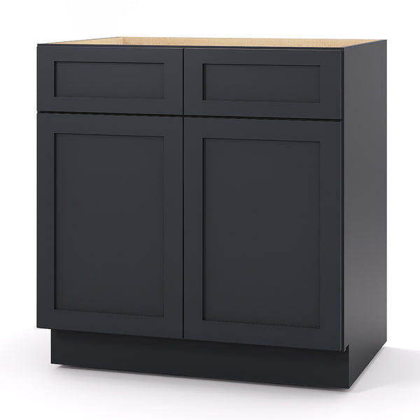 Graphite Shaker Base Cabinets - 2 Doors / 2 Drawers / 1 Shelf B33