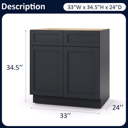 Graphite Shaker Base Cabinets - 2 Doors / 2 Drawers / 1 Shelf B33
