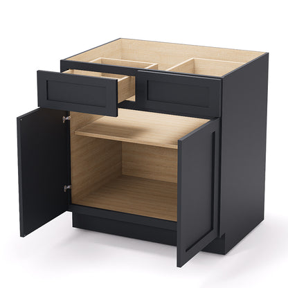 Graphite Shaker Base Cabinets - 2 Doors / 2 Drawers / 1 Shelf B33