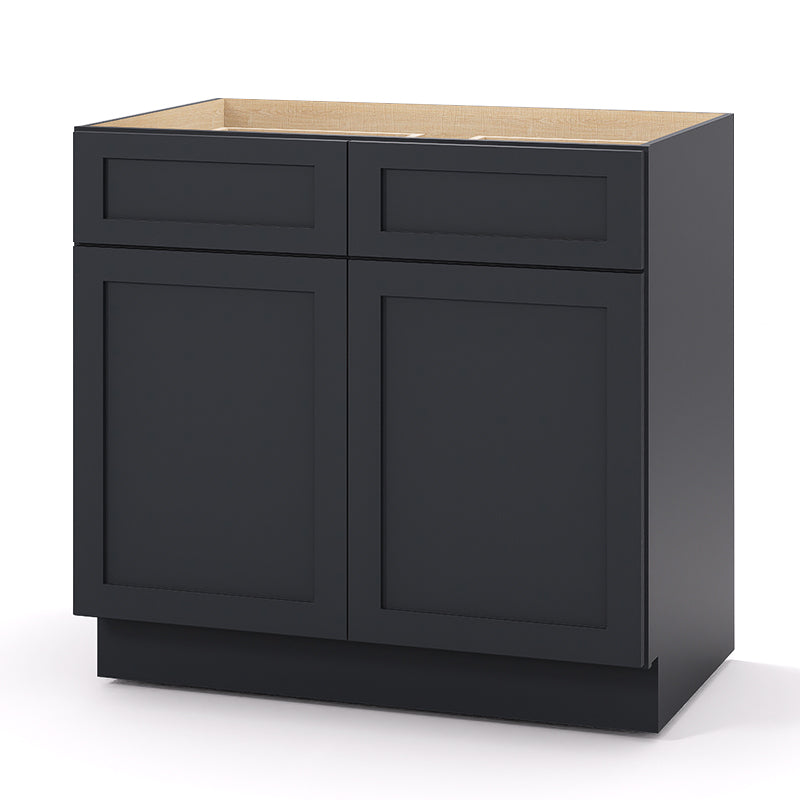 Graphite Shaker Base Cabinets - 2 Doors / 2 Drawers / 1 Shelf B36