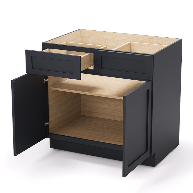 Graphite Shaker Base Cabinets - 2 Doors / 2 Drawers / 1 Shelf B36