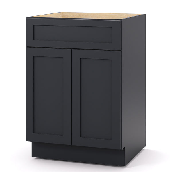 Graphite Shaker Base Cabinets - 2 Doors / 1 Drawer / 1 Shelf B24