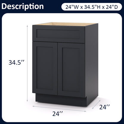 Graphite Shaker Base Cabinets - 2 Doors / 1 Drawer / 1 Shelf B24
