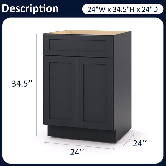 Graphite Shaker Base Cabinets - 2 Doors / 1 Drawer / 1 Shelf B24