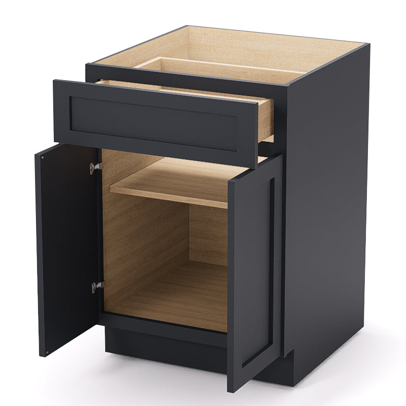 Graphite Shaker Base Cabinets - 2 Doors / 1 Drawer / 1 Shelf B24
