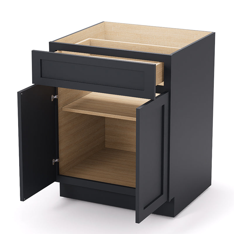Graphite Shaker Base Cabinets - 2 Doors / 1 Drawer / 1 Shelf B27