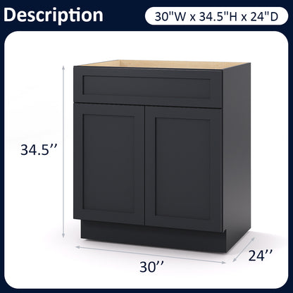 Graphite Shaker Base Cabinets - 2 Doors / 1 Drawer / 1 Shelf B30