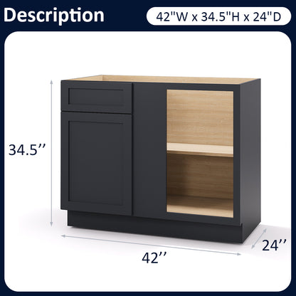 Graphite Shaker Base Blind Cabinets - 1 Door / 1 Drawer / 1 Shelf BBC42-18