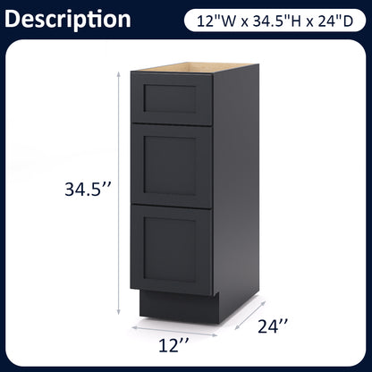Graphite Shaker Base Drawer Cabinets - 3 Drawers DB12
