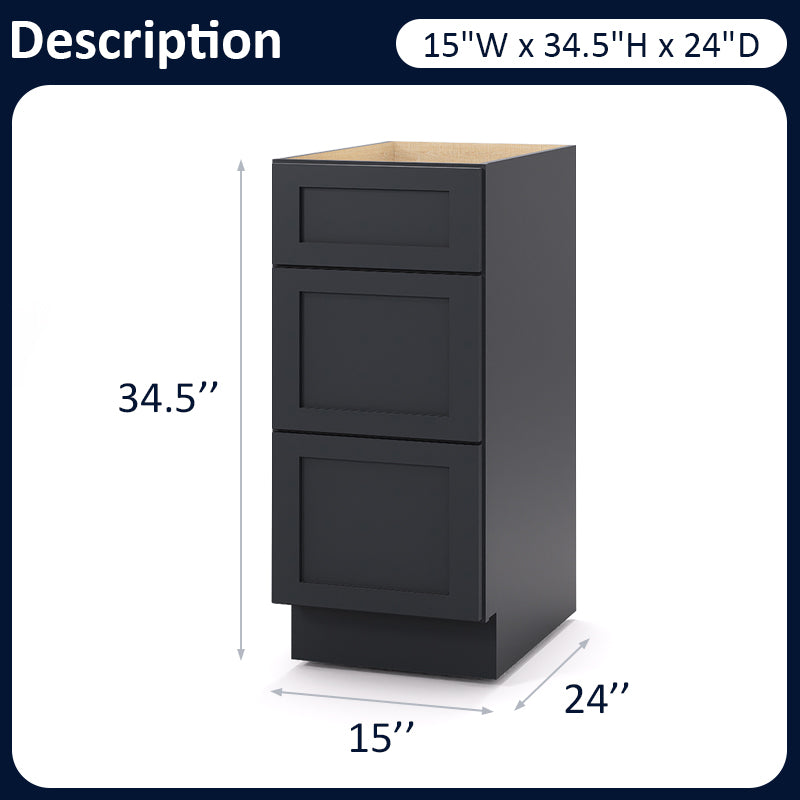 Graphite Shaker Base Drawer Cabinets - 3 Drawers DB15