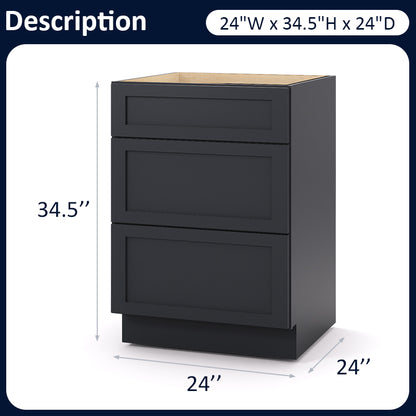 Graphite Shaker Base Drawer Cabinets - 3 Drawers DB24