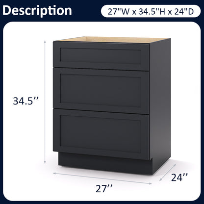 Graphite Shaker Base Drawer Cabinets - 3 Drawers DB27