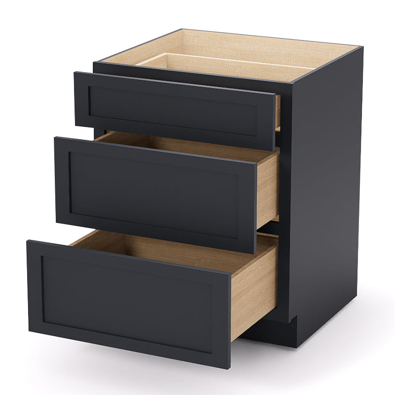Graphite Shaker Base Drawer Cabinets - 3 Drawers DB27