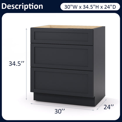 Graphite Shaker Base Drawer Cabinets - 3 Drawers DB30