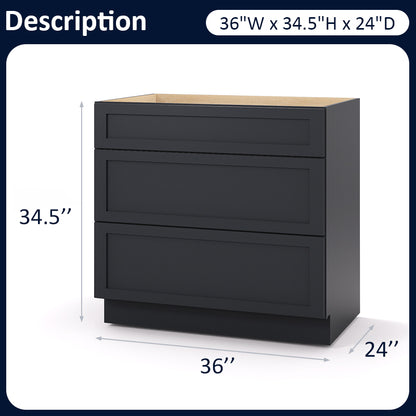Graphite Shaker Base Drawer Cabinets - 3 Drawers DB36