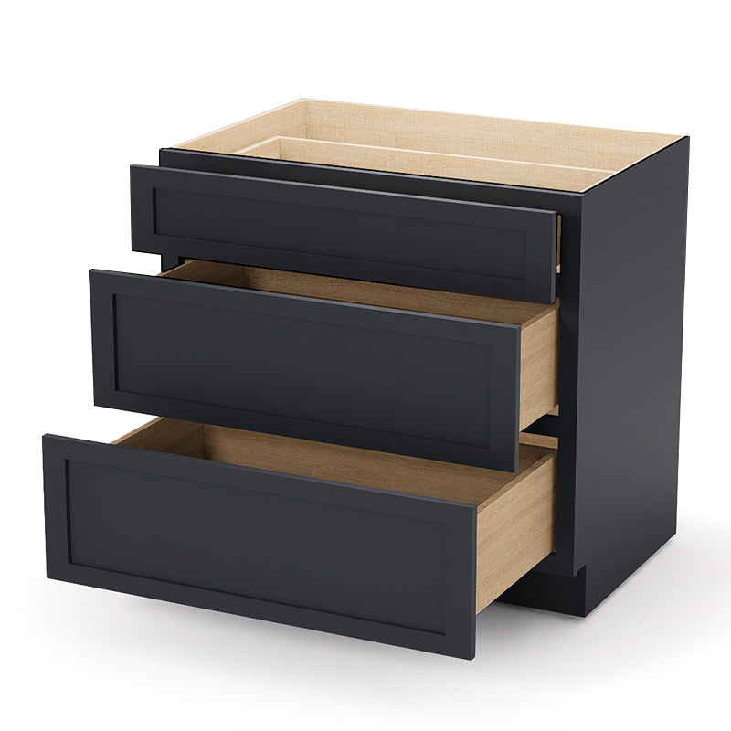 Graphite Shaker Base Drawer Cabinets - 3 Drawers DB36