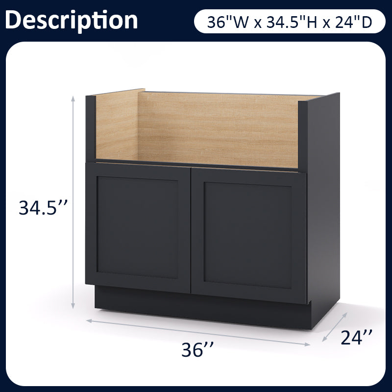 Graphite Shaker Farm Sink Cabinets - 2 Doors FSB36