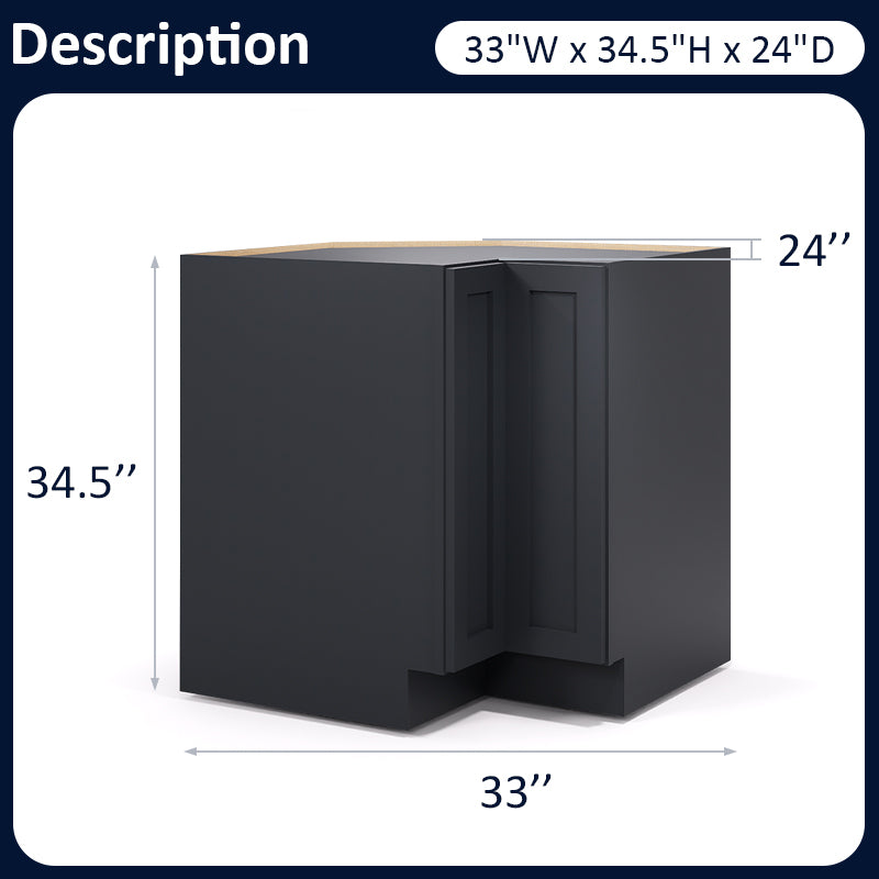 Graphite Shaker Lazy Susan Cabinets - 1 Door / 2 Trays LS33