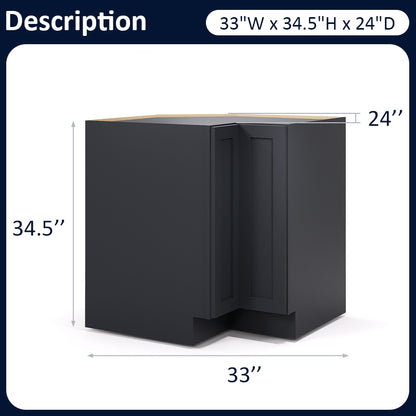 Graphite Shaker Lazy Susan Cabinets - 1 Door / 2 Trays LS33