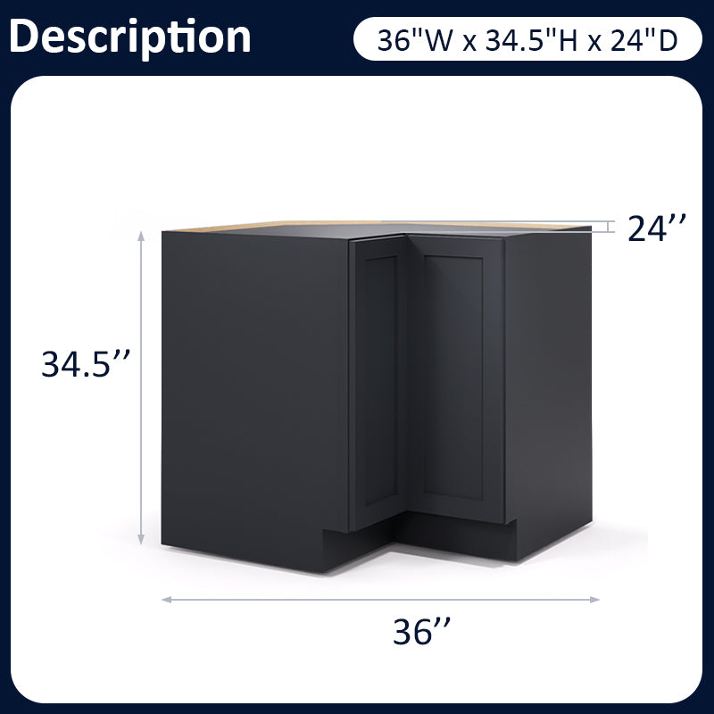 Graphite Shaker Lazy Susan Cabinets - 1 Door / 2 Trays LS36