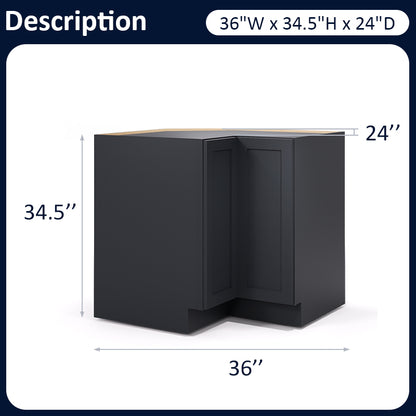 Graphite Shaker Lazy Susan Cabinets - 1 Door / 2 Trays LS36