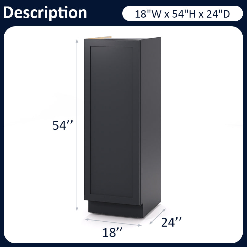 Graphite Shaker Pantry Base Cabinets - 1 Door / 2 Shelves PB185424