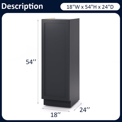 Graphite Shaker Pantry Base Cabinets - 1 Door / 2 Shelves PB185424
