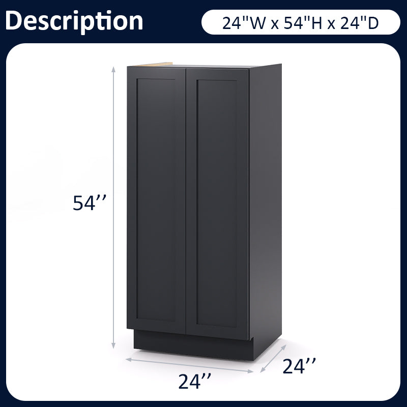Graphite Shaker Pantry Base Cabinets - 2 Doors / 2 Shelves PB245424