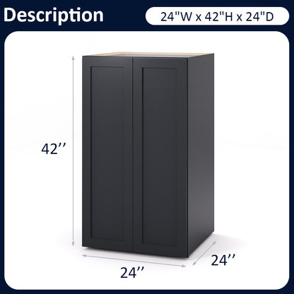 Graphite Shaker Pantry Wall Cabinets - 42H - 2 Doors / 3 Shelves PW244224