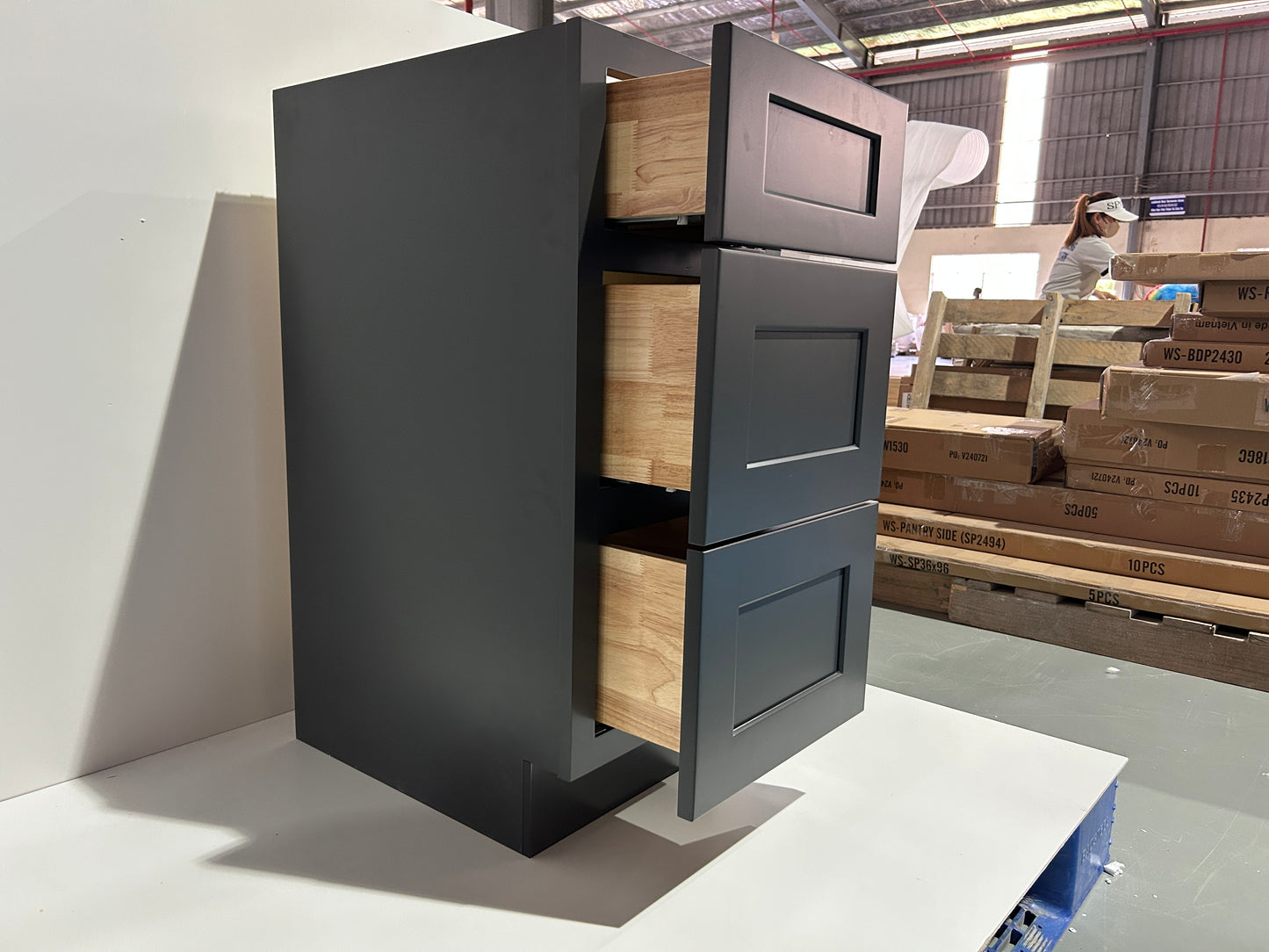 Graphite Shaker Vanity Drawer Cabinets - 3 Drawers VSD1221