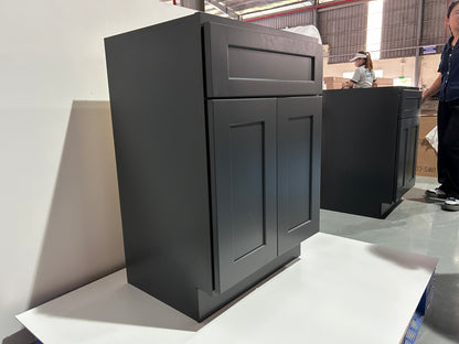 Graphite Shaker Vanity Sink Cabinets - 2 Doors / 1 False Drawer V2418