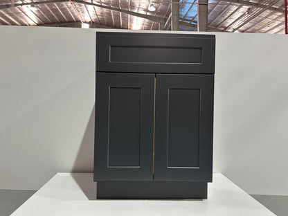 Graphite Shaker Vanity Sink Cabinets - 2 Doors / 1 False Drawer V3021