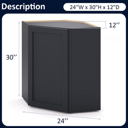 Graphite Shaker Wall Diagonal Cabinets - 30/36H - 1 Door / 2 Shelves WDC243012