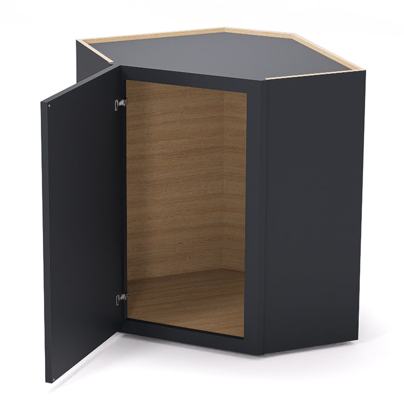 Graphite Shaker Wall Diagonal Cabinets - 30/36H - 1 Door / 2 Shelves WDC243012