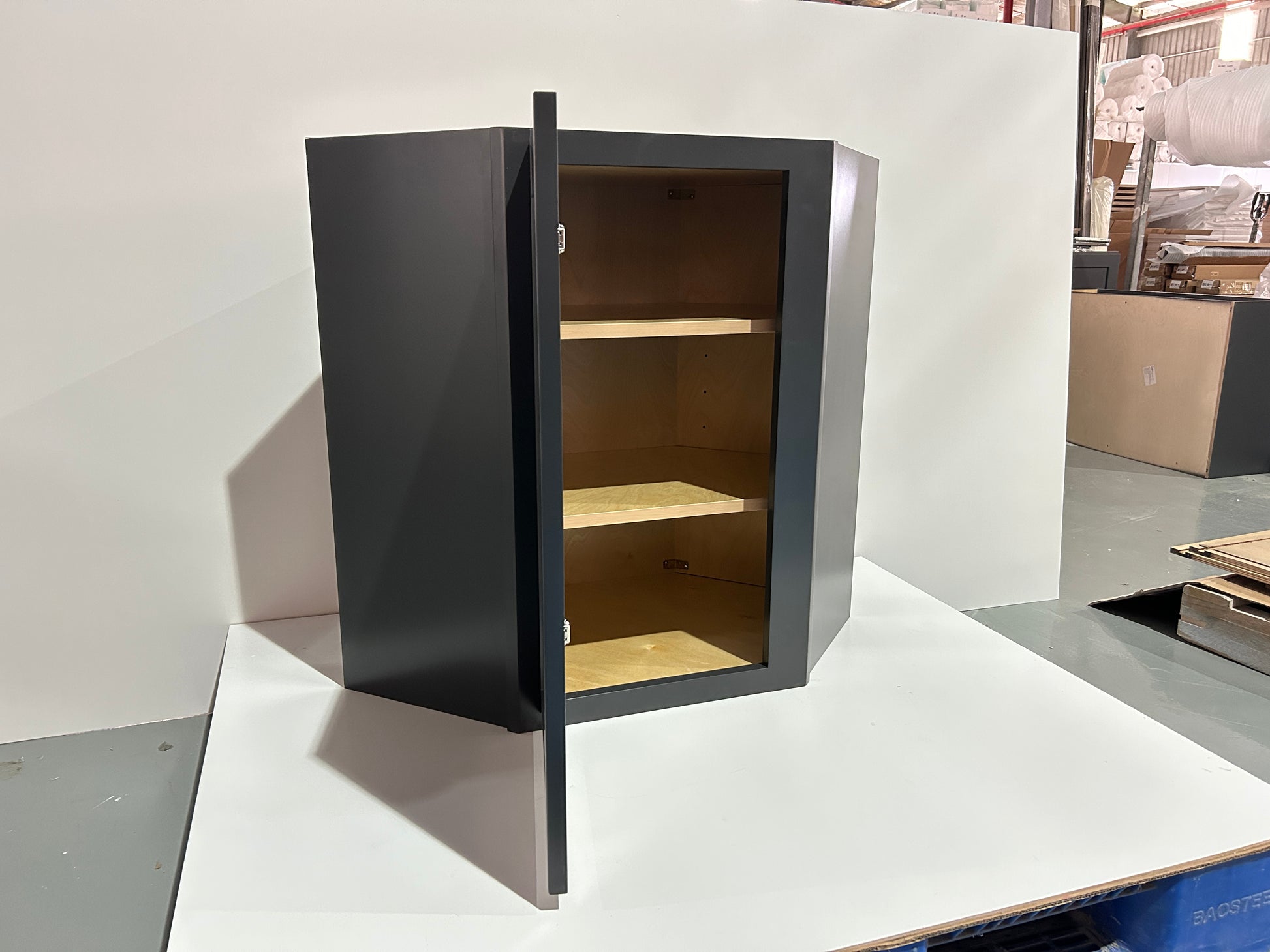 Graphite Shaker Wall Diagonal Cabinets - 30/36H - 1 Door / 2 Shelves WDC243012