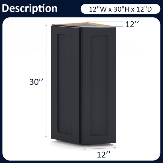 Graphite Shaker Wall End Cabinets - 30/36H - 2 Doors/1 False / 2 Shelves WEC1230