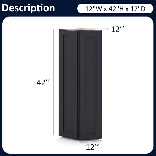 Graphite Shaker Wall End Cabinets - 42H - 2 Doors/1 False / 3 Shelves WEC1242
