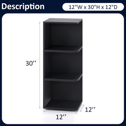 Graphite Shaker Wall End Open Shelf Cabinets - 30/36/42H - 2 Shelves WEOS30