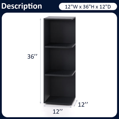 Graphite Shaker Wall End Open Shelf Cabinets - 30/36/42H - 2 Shelves WEOS36