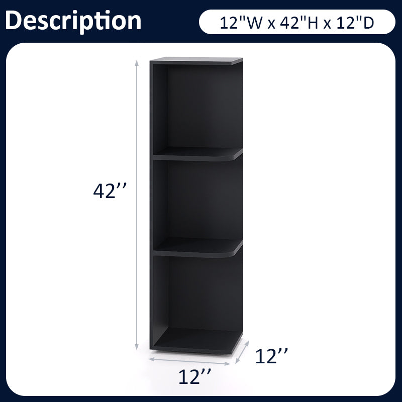 Graphite Shaker Wall End Open Shelf Cabinets - 30/36/42H - 2 Shelves WEOS42